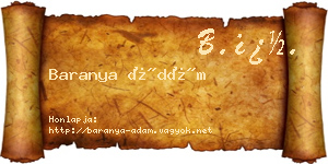 Baranya Ádám névjegykártya