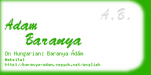 adam baranya business card